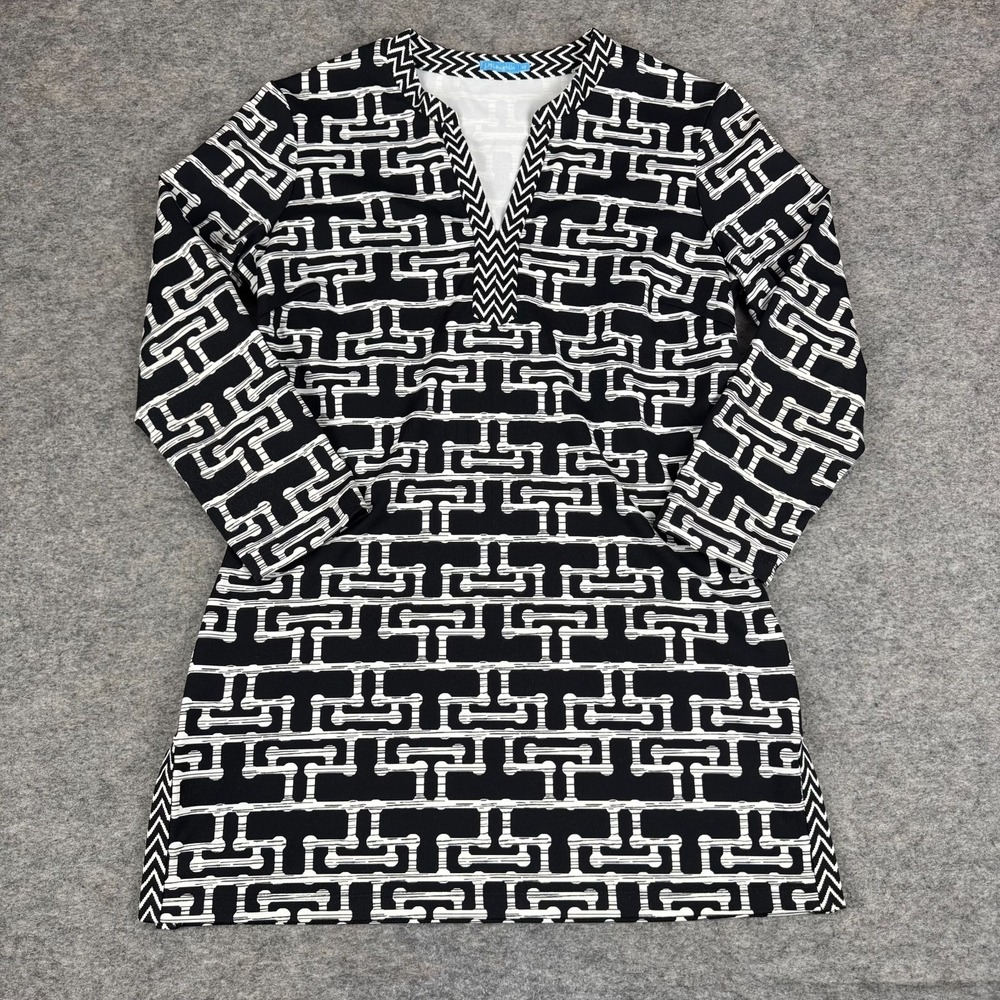 J McLaughlin V-Neck Catalina Cloth Geometric Tunic‎ Black Womens XS